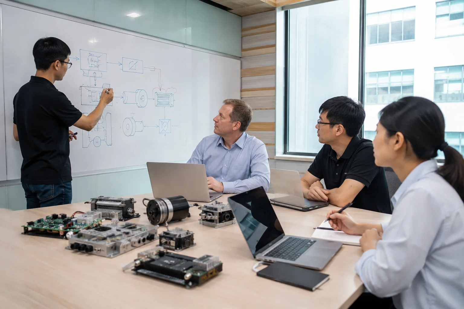 Engineers conducting a technical project assessment